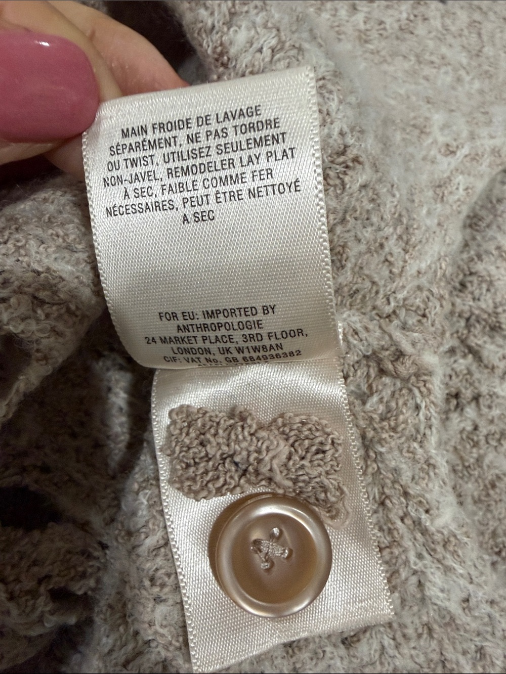 Anthropologie Moth Knit Taupe Cardigan Sweater Button Front Short Sleeve Size L - Picture 6 of 7